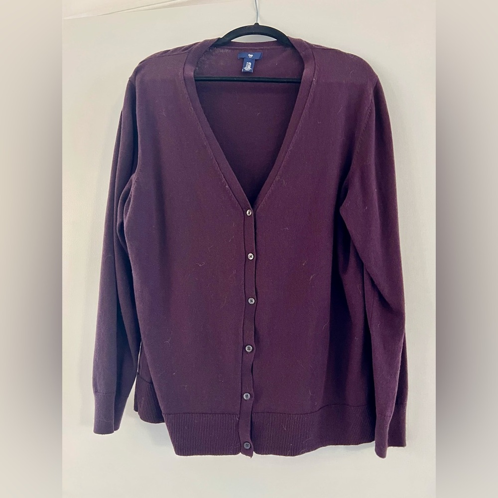 GAP Merlot Cotton Blend Cardigan